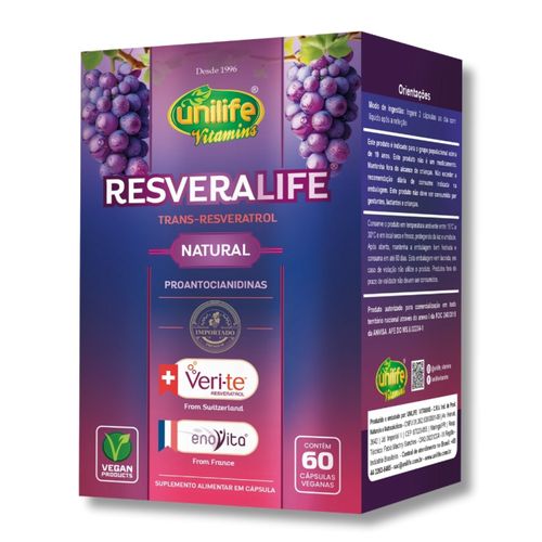 Trans-Resveratrol Resveralife 60 cápsulas 400mg Unilife Trans-Resveratrol Resveralife 60 cápsulas 400mg Unilife