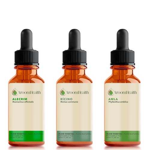 Kit óleos vegetais de Alecrim, Rícino e Amla - 30 ml cada Kit óleos vegetais de Alecrim, Rícino e Amla - 30 ml cada