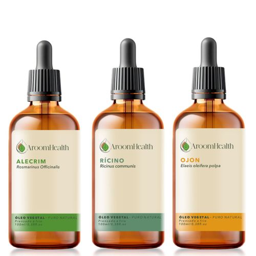 Kit óleos vegetais de Alecrim, Ojon polpa/Batana e Rícino -100ml cada Kit óleos vegetais de Alecrim, Ojon polpa/Batana e Rícino -100ml cada
