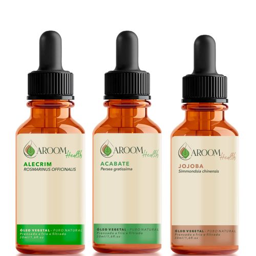 Kit de óleos vegetais Alecrim, Abacate e Jojoba - 30ml cada Kit de óleos vegetais Alecrim, Abacate e Jojoba - 30ml cada