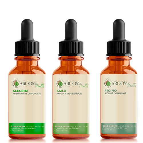 Kit óleos vegetais Alecrim, Rícino e Amla - 30 ml cada Kit óleos vegetais Alecrim, Rícino e Amla - 30 ml cada
