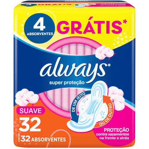 Kit c/9 Absorvente Básico Malha Suave Com Abas Always Simples c/32 Unidades