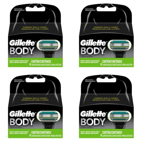 Kit c/4 Unidades de Carga Para Aparelho De Barbear Gillette Body Com 4 Unidades cada