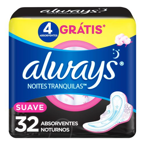 Kit c/9 Absorvente Cobertura Suave Noturno Com Abas Always Simples 32 Unidades Kit c/9 Absorvente Cobertura Suave Noturno Com Abas Always Simples 32 Unidades