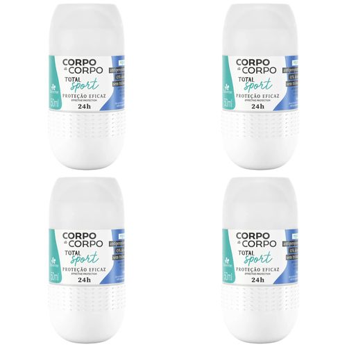 Kit c/4 Unidades de Davene Desodorante Roll-On Total Sport