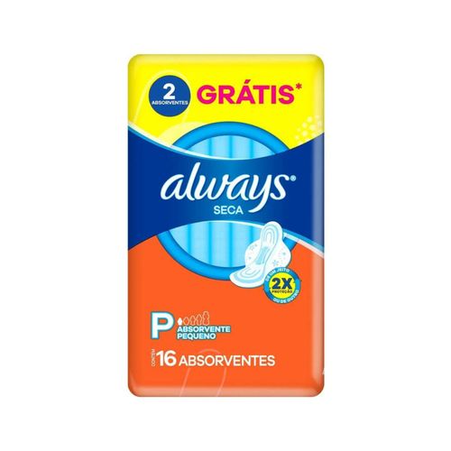 Kit c/9 Absorvente Always Proteção Seca P Com Abas 16 Unidades Always