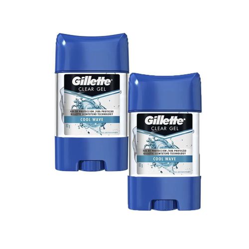 Kit c/2 Unidades de Desodorante Stick Gillet Clear Gel Cool Wave 82g