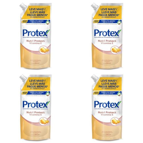 Kit c/4 Sabonete Líquido Protex Nutri Protect Vitamina E 500ml Refil