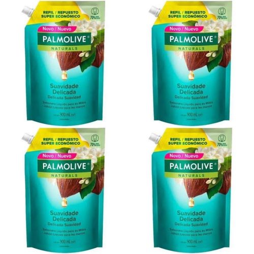 Kit c/4 Sabonetes Líquido Palmolive Jasmim e Cacau 900ml Refil