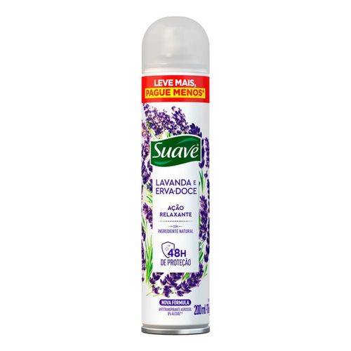 Kit c/4 Unidades de Desodorante Aerosol Suave 200ml Lavanda E Erva Doce