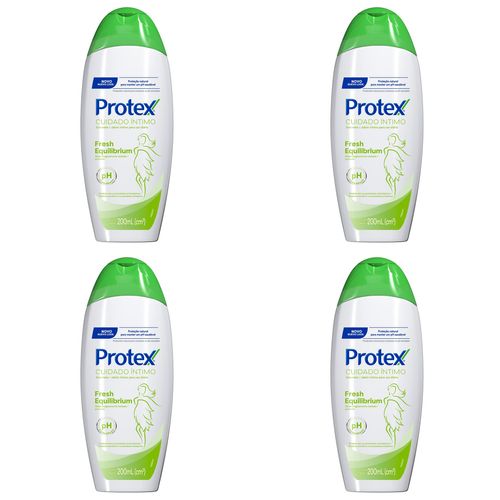 Kit c/4 Sabonetes Íntimo Protex 200ml Fresh Equilibrium