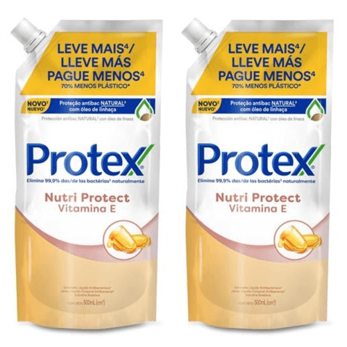 Kit c/2 Sabonetes Líquido Protex Nutri Protect Vitamina E 500ml Refil