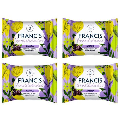 Kit c/4 Sabonete Francis Brasil 80g Amora/Roxo