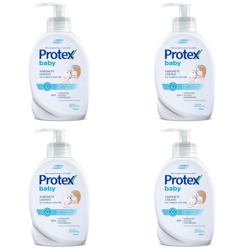 Kit c/4 Sabonetes Líquido Protex Baby Cabeça aos Pés 200ml