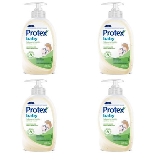 Kit c/4 Sabonetes Líquido Protex Baby Glicerinado 200ml