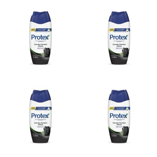 Kit c/4 Sabonetes Líquido Protex 250ml Carvão Detox