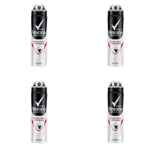 Kit c/4 Unidades de Desodorante Aerosol Rexona Masculino 90g Antibacteriano Invisible