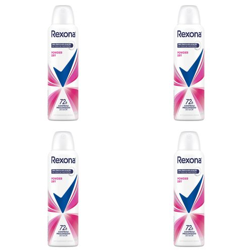 Kit c/4 Unidades de Desodorante Antitranspirante Rexona Feminino Aerosol Powder Dry 150mL