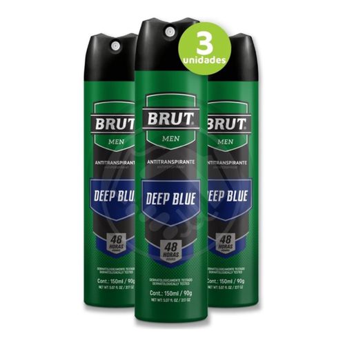 Kit c/3 Unidades de Desodorante Aerosol Brut 150ml Deep Blue Kit c/3 Unidades de Desodorante Aerosol Brut 150ml Deep Blue