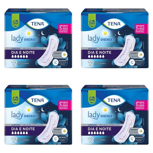 Kit c/4 Absorventes Tena Lady Discreet Dia E Noite Com 20 Unidades cada Kit c/4 Absorventes Tena Lady Discreet Dia E Noite Com 20 Unidades cada