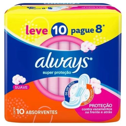 Kit c/4 Absorvente Always Suave Super Proteção 10 Unidades