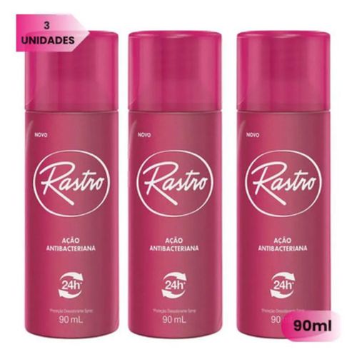 Kit c/3 Unidades de Desodorante Spray Rastro 90ml Tradicional Kit c/3 Unidades de Desodorante Spray Rastro 90ml Tradicional