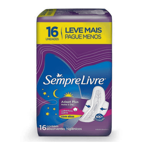 Kit c/4 Absorvente Sempre Livre Conforto Noturno Cobertura Suave Com Abas com 16 unidades Kit c/4 Absorvente Sempre Livre Conforto Noturno Cobertura Suave Com Abas com 16 unidades