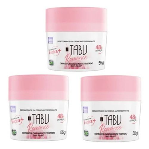 Kit c/3 Unidades de Desodorante Creme Tabu 55g Romance