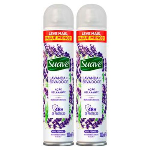 Kit c/2 Unidades de Desodorante Aerosol Suave 200ml Lavanda E Erva Doce