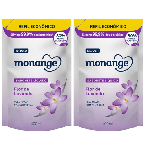 Kit c/2 Sabonetes Liquido Monange 200ml Refil Lavanda Kit c/2 Sabonetes Liquido Monange 200ml Refil Lavanda
