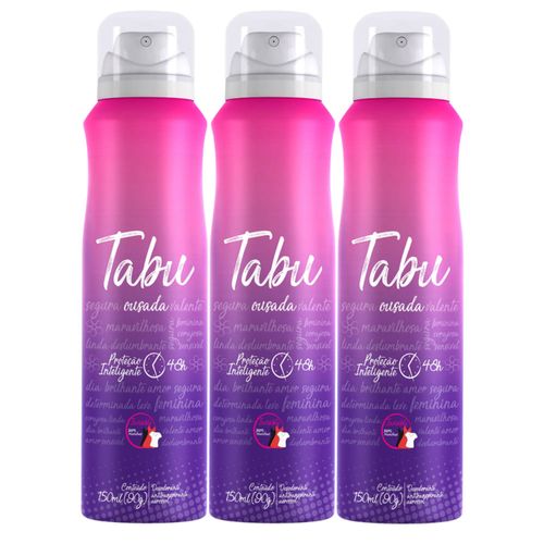 Kit c/3 Unidades de Desodorante Aerosol Tabu 150ml Ousada Kit c/3 Unidades de Desodorante Aerosol Tabu 150ml Ousada