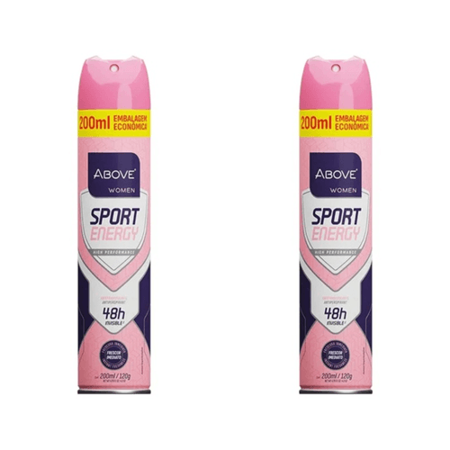 Kit c/2 Unidades de Desodorante Aerosol Above 72H 200ml Sport Energy Women