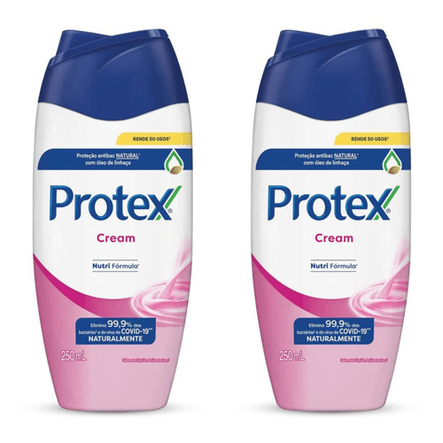 Kit c/2 Sabonetes Líquido Antibacteriano Para Corpo Protex Cream 250 ml