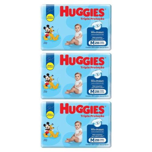 Kit 4 Fraldas Huggies Tripla Proteção (M) 28 Unidades cada