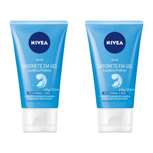 Kit c/2 Sabonetes Em Gel Facial Nivea Equilíbrio Nutritivo Com 150ml