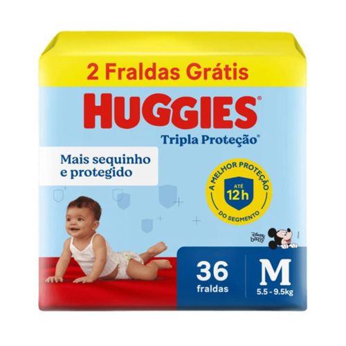 Kit 4 Fraldas Huggies Tripla Proteção Meguinha (M) 36 Unidades cada Kit 4 Fraldas Huggies Tripla Proteção Meguinha (M) 36 Unidades cada