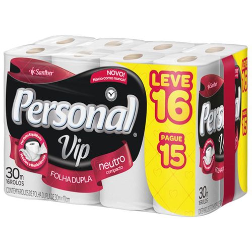 Papel Higiênico Personal Folha Dupla 30m c/16 Unidades Neutro Papel Higiênico Personal Folha Dupla 30m c/16 Unidades Neutro