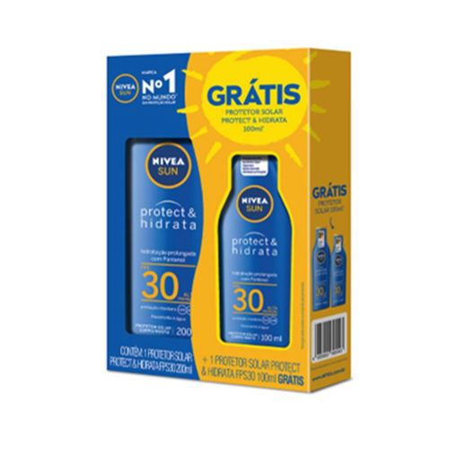 Kit Protetor Solar Corporal Nivea Sun Protect & Hidrata FPS 30 com 200ml + 100ml Kit Protetor Solar Corporal Nivea Sun Protect & Hidrata FPS 30 com 200ml + 100ml