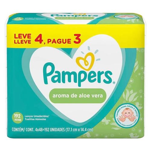 Lenço Umedecido Pampers Aloe Vera 192 Unidades Lenço Umedecido Pampers Aloe Vera 192 Unidades