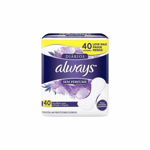 Protetor Diário Sem Perfume Always Simples 40 Unidades