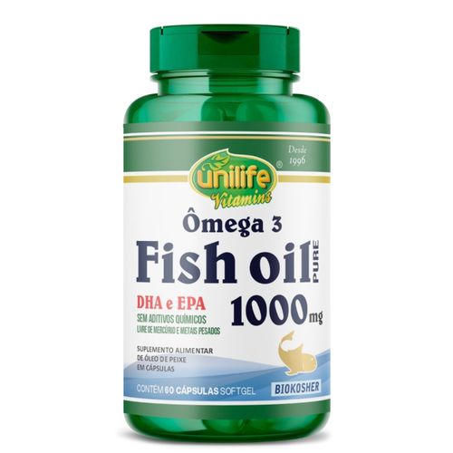 Ômega 3 Fish Oil 60 cápsulas 1000mg Unilife Ômega 3 Fish Oil 60 cápsulas 1000mg Unilife
