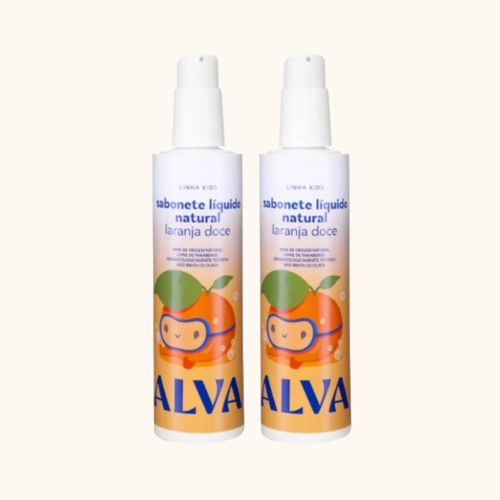 Kit 2X: Sabonete Líquido Vegano Infantil Laranja Doce e Baunilha Alva 250ml Kit 2X: Sabonete Líquido Vegano Infantil Laranja Doce e Baunilha Alva 250ml