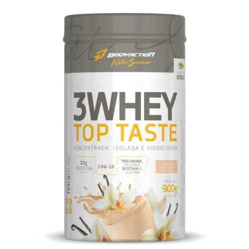 3 Whey Protein Top Taste + BCAA 900g Sabor Baunilha Body Action