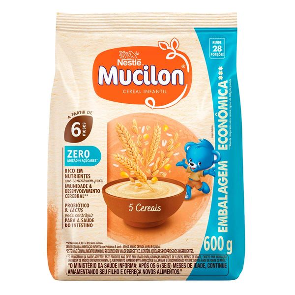Cereal Infantil Mucilon 5 Cereais Zero 600g