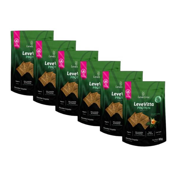 Kit 6X: Biscoito Leve Vitta Protein Ora Pro Nobis Leve Croc 90g