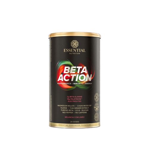 Pré Treino Beta Action Melancia com Limão Essential Nutrition 630g Pré Treino Beta Action Melancia com Limão Essential Nutrition 630g