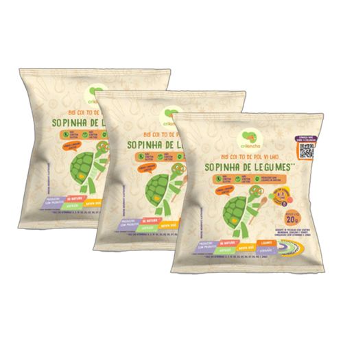 Kit 3X: Biscoito de Polvilho Sopinha de Legumes Vegano Crilancha 20g