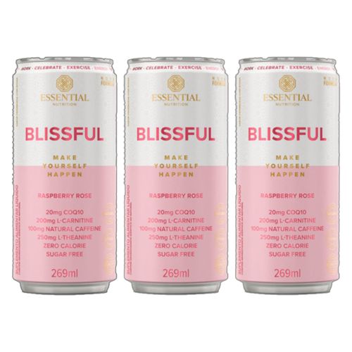 Kit 3X: Blissful Energético Raspberry Rose Essential Nutrition 269ml
