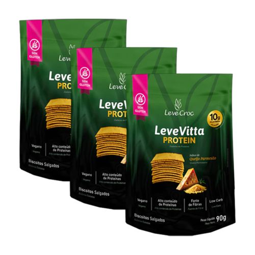 Kit 3X: Biscoito Leve Vitta Protein Parmesão Leve Croc 90g Kit 3X: Biscoito Leve Vitta Protein Parmesão Leve Croc 90g