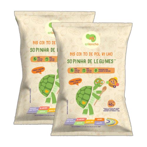 Kit 2X: Biscoito de Polvilho Sopinha de Legumes Vegano Crilancha 40g Kit 2X: Biscoito de Polvilho Sopinha de Legumes Vegano Crilancha 40g